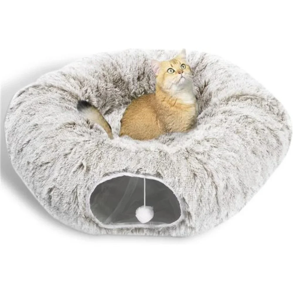 Cat Tunnel Bed with Central Mat Big Tube Playground Toys Soft Plush Material